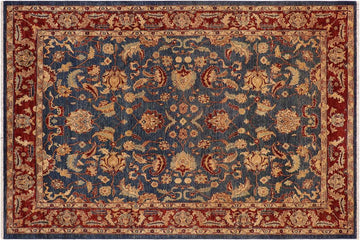 handmade Traditional Kafkaz Chobi Ziegler Blue Red Hand Knotted RECTANGLE 100% WOOL area rug 9 x 12